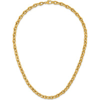 14K Yellow Gold 18" Fancy Cable Chain Necklace with Polished and Brushed 6.5mm Links by 0