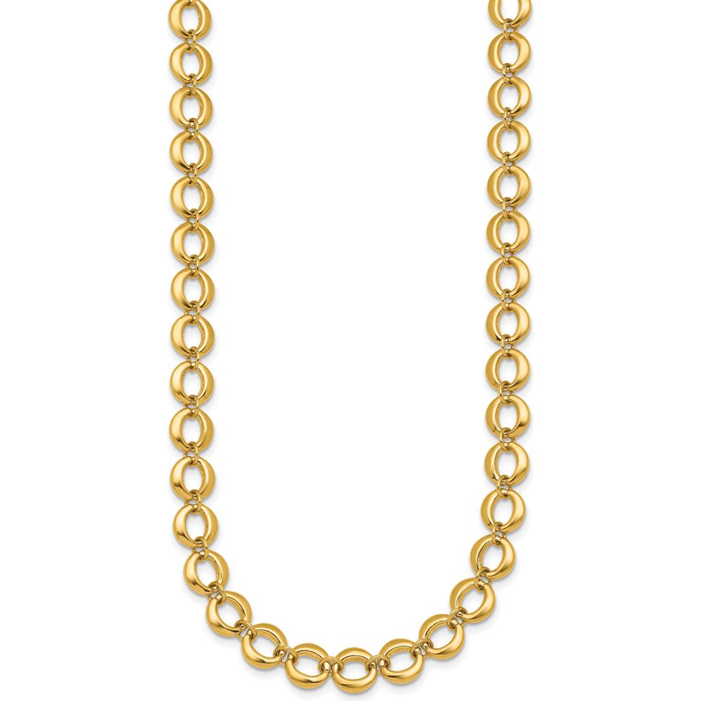 14K Yellow Gold 18" Fancy Circle Link Necklace with Polished 8mm Links by 0