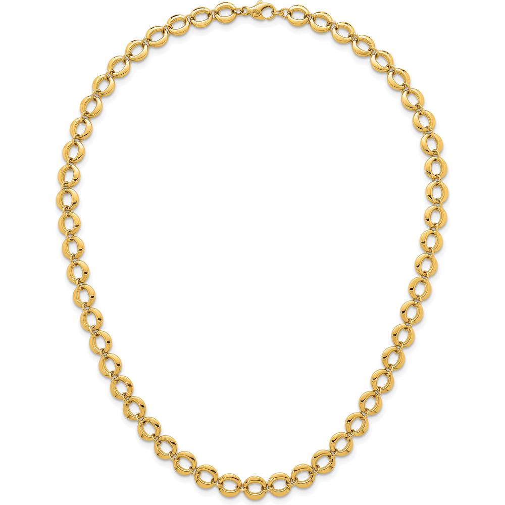 14K Yellow Gold 18" Fancy Circle Link Necklace with Polished 8mm Links by 0