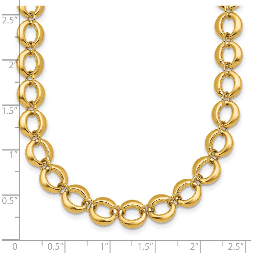 14K Yellow Gold 18" Fancy Circle Link Necklace with Polished 8mm Links by 0