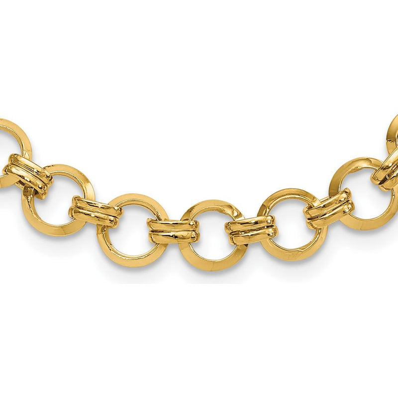 14K Yellow Gold 18" Fancy Circle Link Necklace with Polished Finish by 0