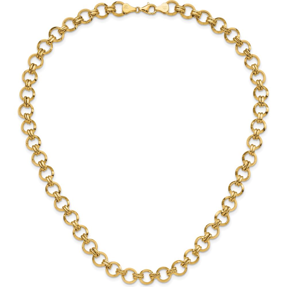 14K Yellow Gold 18" Fancy Circle Link Necklace with Polished Finish by 0