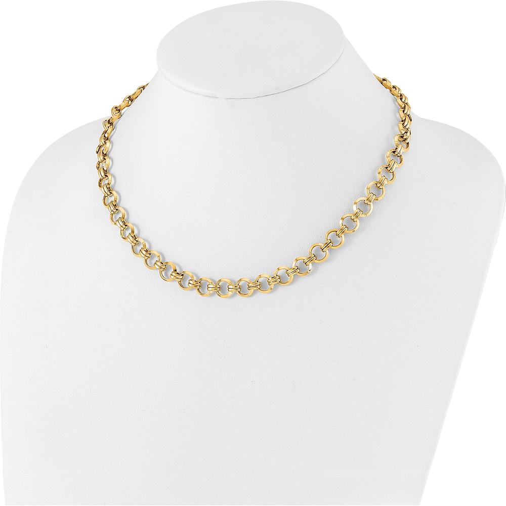 14K Yellow Gold 18" Fancy Circle Link Necklace with Polished Finish by 0