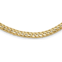 14K Yellow Gold 18" Fancy Diamond-Cut Mesh Link Necklace with Polished Braided Edges - 4.5mm by 0