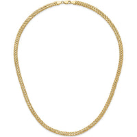 14K Yellow Gold 18" Fancy Diamond-Cut Mesh Link Necklace with Polished Braided Edges - 4.5mm by 0