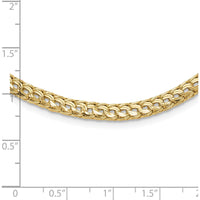 14K Yellow Gold 18" Fancy Diamond-Cut Mesh Link Necklace with Polished Braided Edges - 4.5mm by 0