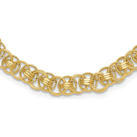 14K Yellow Gold 18" Fancy Double Link Necklace with Polished Finish - 7.6mm by 0