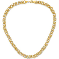 14K Yellow Gold 18" Fancy Double Link Necklace with Polished Finish - 7.6mm by 0
