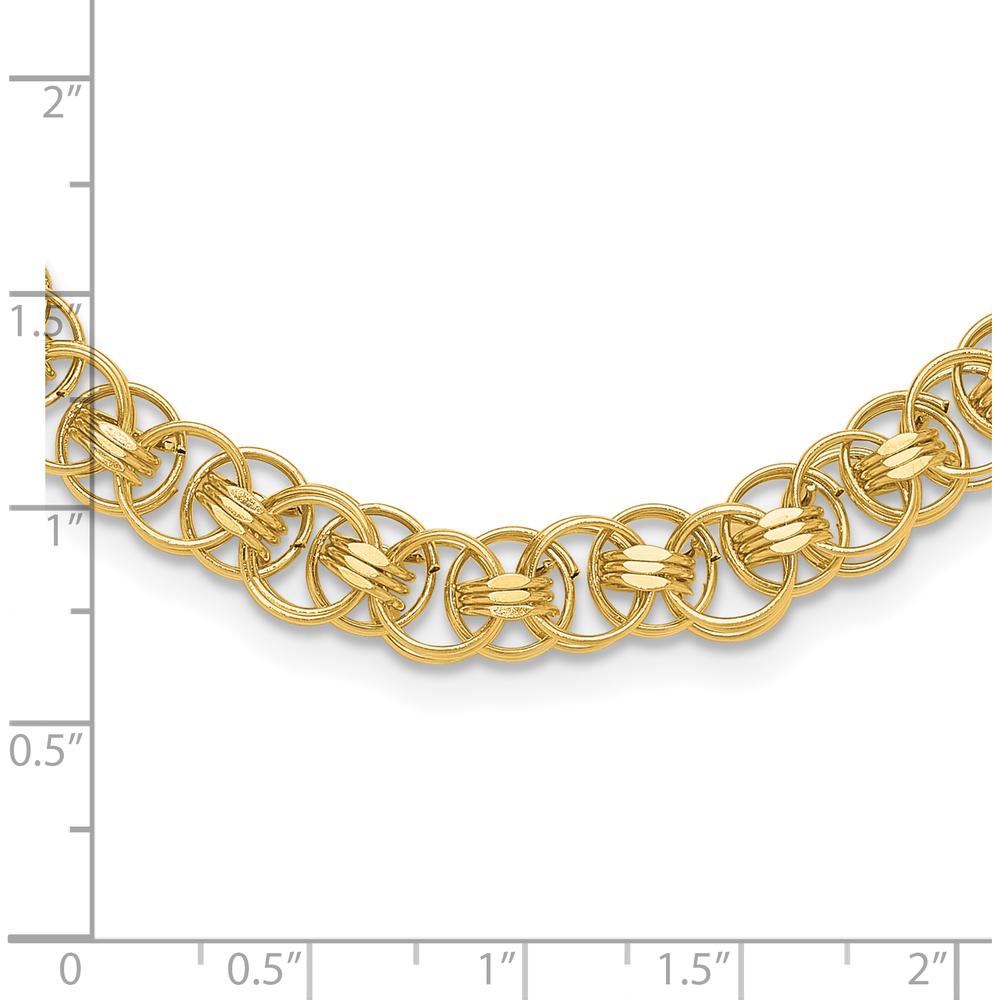 14K Yellow Gold 18" Fancy Double Link Necklace with Polished Finish - 7.6mm by 0
