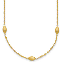 14K Yellow Gold 18" Fancy Link Necklace with Satin Oval Beads by 0