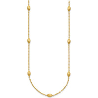 14K Yellow Gold 18" Fancy Link Necklace with Satin Oval Beads by 0