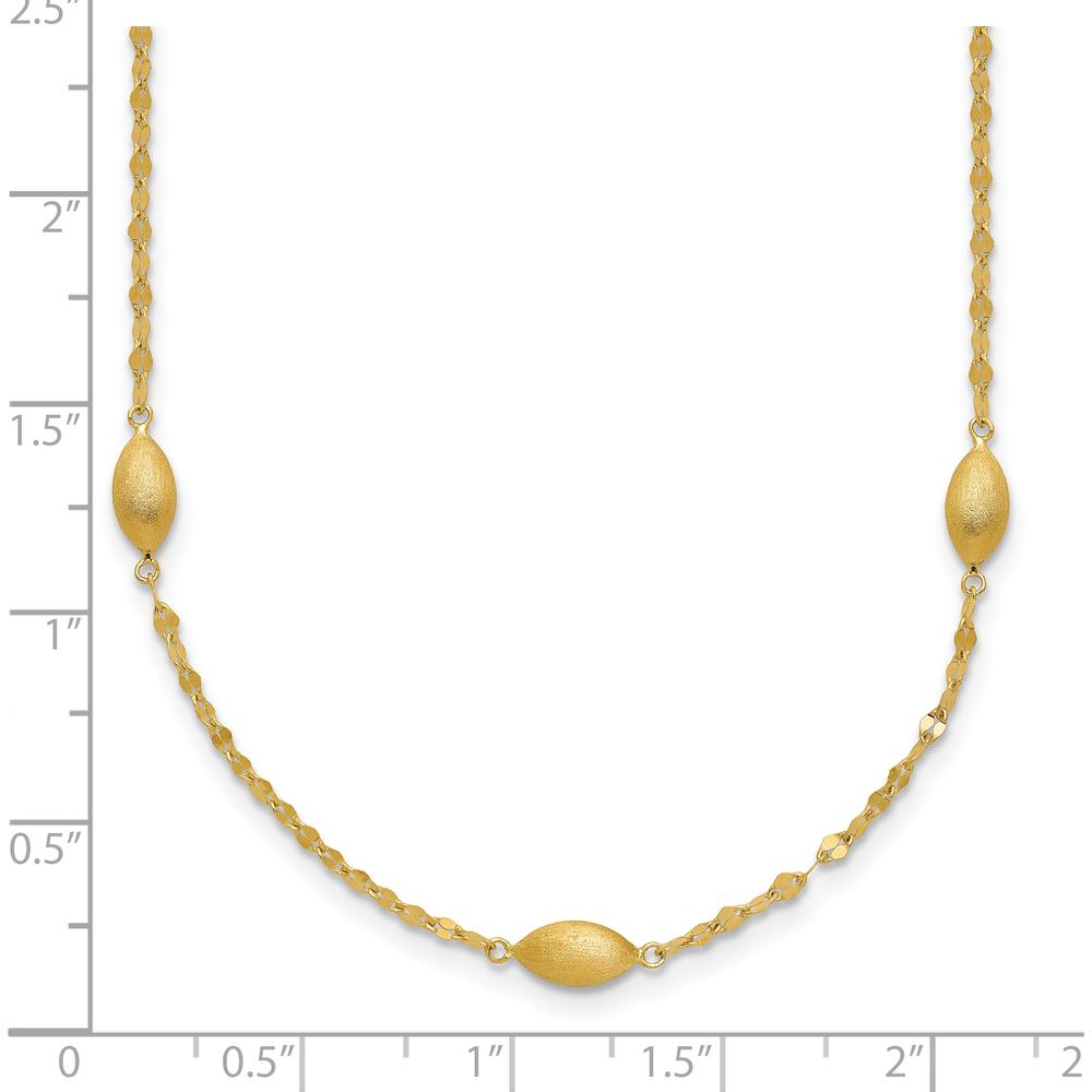 14K Yellow Gold 18" Fancy Link Necklace with Satin Oval Beads by 0