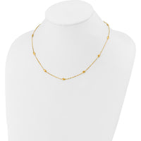 14K Yellow Gold 18" Fancy Link Necklace with Satin Oval Beads by 0