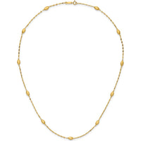 14K Yellow Gold 18" Fancy Link Necklace with Satin Oval Beads by 0
