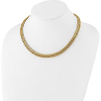 14K Yellow Gold 18" Fancy Multi-Link Mesh Necklace with Polished Finish - 8.00mm Width by 0