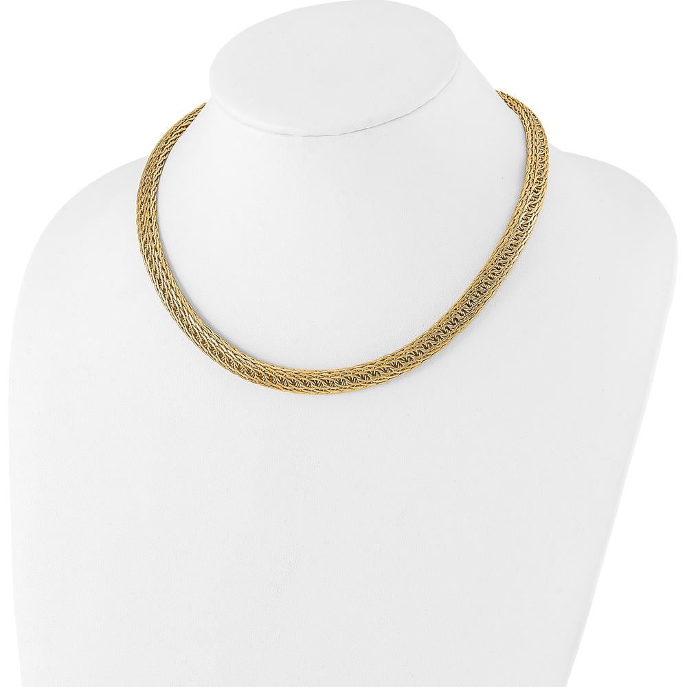 14K Yellow Gold 18" Fancy Multi-Link Mesh Necklace with Polished Finish - 8.00mm Width by 0