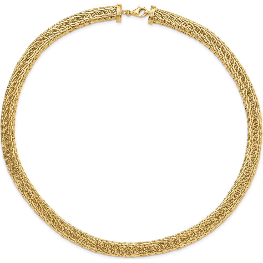 14K Yellow Gold 18" Fancy Multi-Link Mesh Necklace with Polished Finish - 8.00mm Width by 0