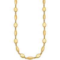 14K Yellow Gold 18" Fancy Oval and Round Link Necklace with Polished and Brushed 7.5mm Links by 0