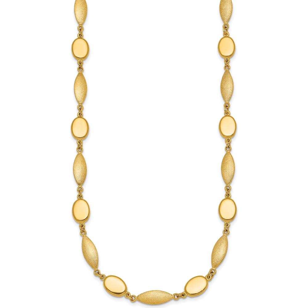 14K Yellow Gold 18" Fancy Oval and Round Link Necklace with Polished and Brushed 7.5mm Links by 0