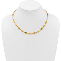 14K Yellow Gold 18" Fancy Oval and Round Link Necklace with Polished and Brushed 7.5mm Links by 0