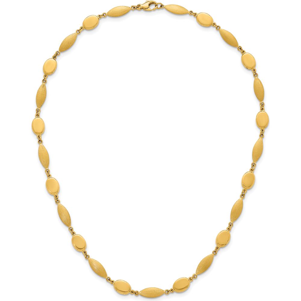14K Yellow Gold 18" Fancy Oval and Round Link Necklace with Polished and Brushed 7.5mm Links by 0