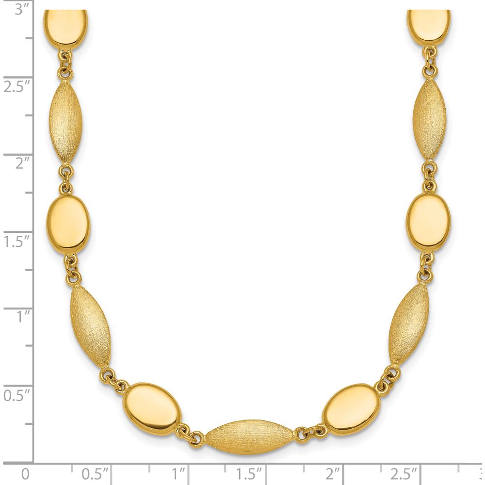 14K Yellow Gold 18" Fancy Oval and Round Link Necklace with Polished and Brushed 7.5mm Links by 0