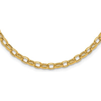 14K Yellow Gold 18" Fancy Oval Link Necklace with Polished 4.5mm Chain by 0