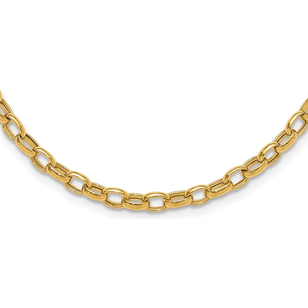 14K Yellow Gold 18" Fancy Oval Link Necklace with Polished 4.5mm Chain by 0