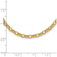 14K Yellow Gold 18" Fancy Oval Link Necklace with Polished 4.5mm Chain by 0