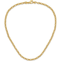 14K Yellow Gold 18" Fancy Oval Link Necklace with Polished 4.5mm Chain by 0