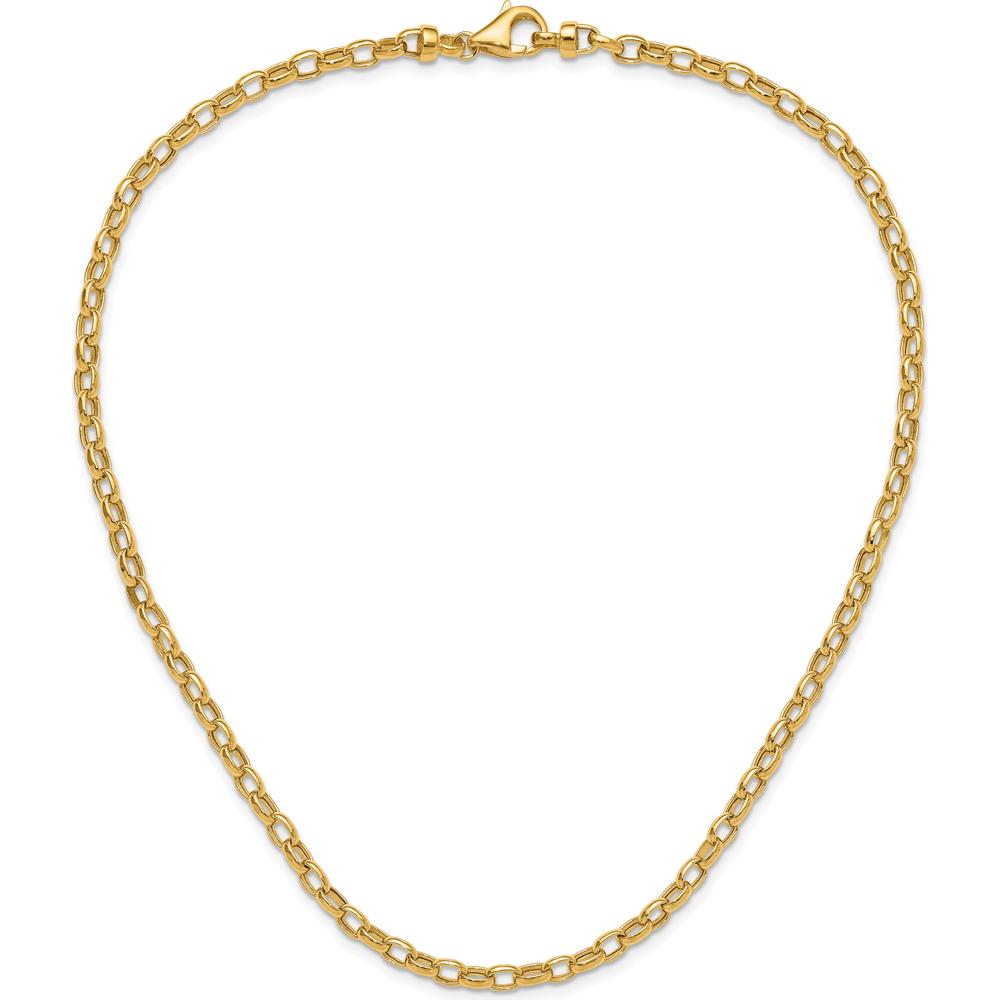 14K Yellow Gold 18" Fancy Oval Link Necklace with Polished 4.5mm Chain by 0