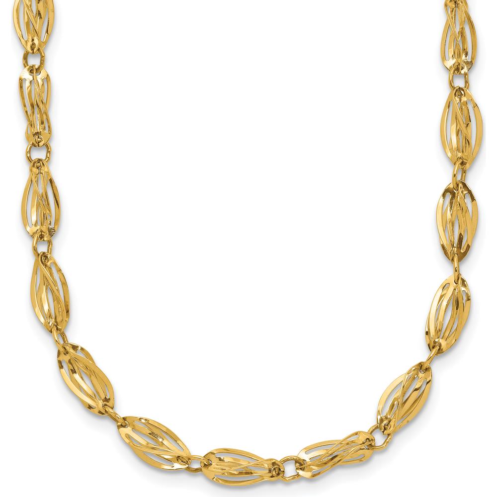 14K Yellow Gold 18" Fancy Twisted Oval Link Necklace by 0