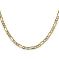 14K Yellow Gold 18" Figaro Chain Necklace with Rhodium Accents - 3.9mm Width by IBGoodman