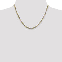 14K Yellow Gold 18" Figaro Chain with Rhodium Pave Links - 3.2mm Width by Oro Pregiato