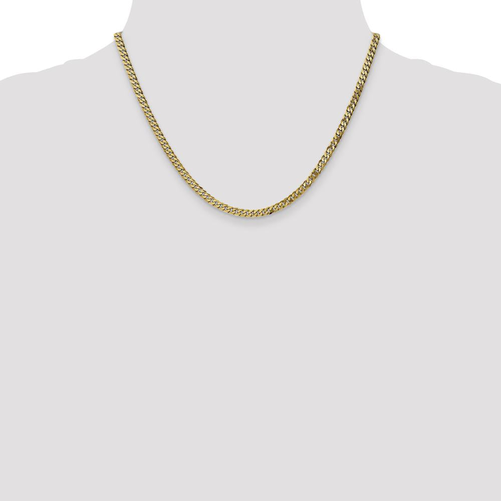 14K Yellow Gold 18" Flat Beveled Curb Chain Necklace - 3.9mm Width by Oro Pregiato