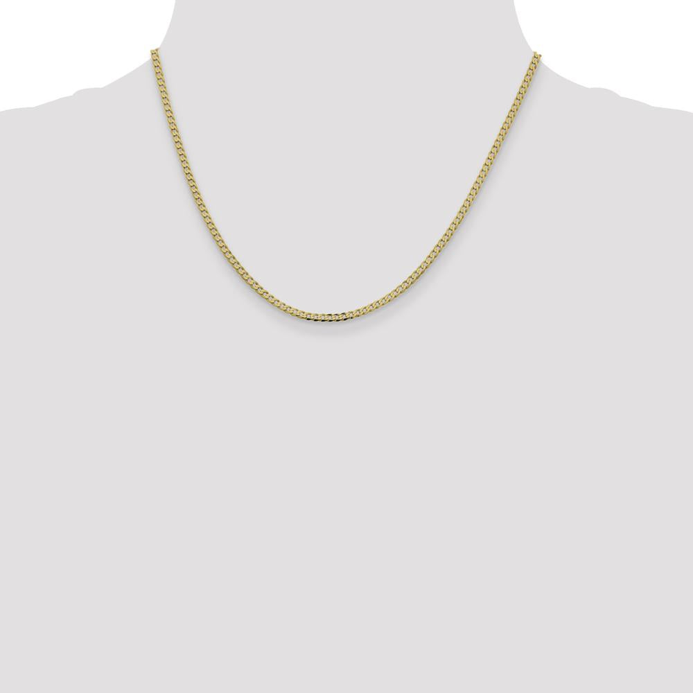 14K Yellow Gold 18" Flat Beveled Curb Chain with Lobster Clasp - 2.3mm Width by Oro Pregiato
