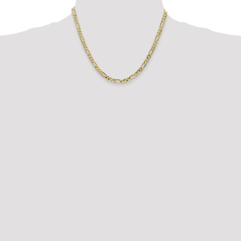 14K Yellow Gold 18" Flat Figaro Chain Necklace - 4.75mm Width by Oro Pregiato