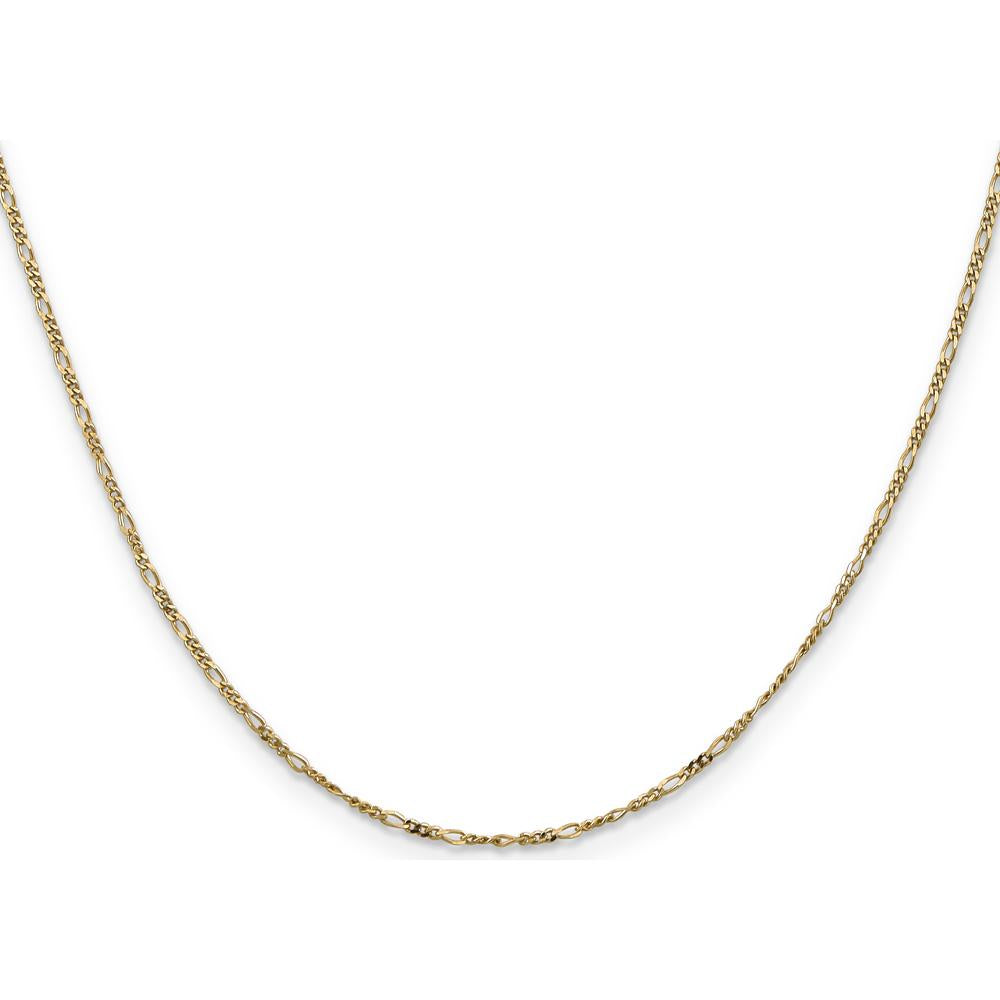 14K Yellow Gold 18" Flat Figaro Chain Necklace with Spring Ring Clasp by Oro Pregiato