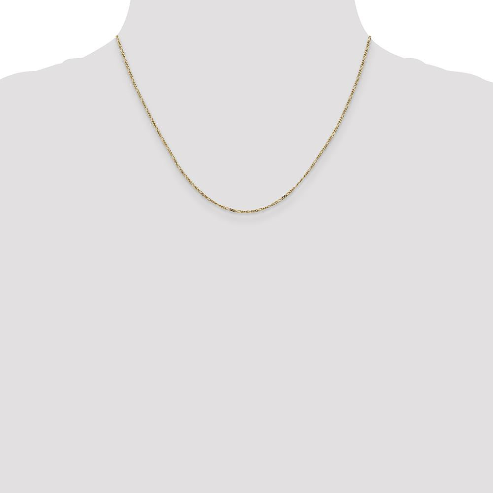 14K Yellow Gold 18" Flat Figaro Chain Necklace with Spring Ring Clasp by Oro Pregiato