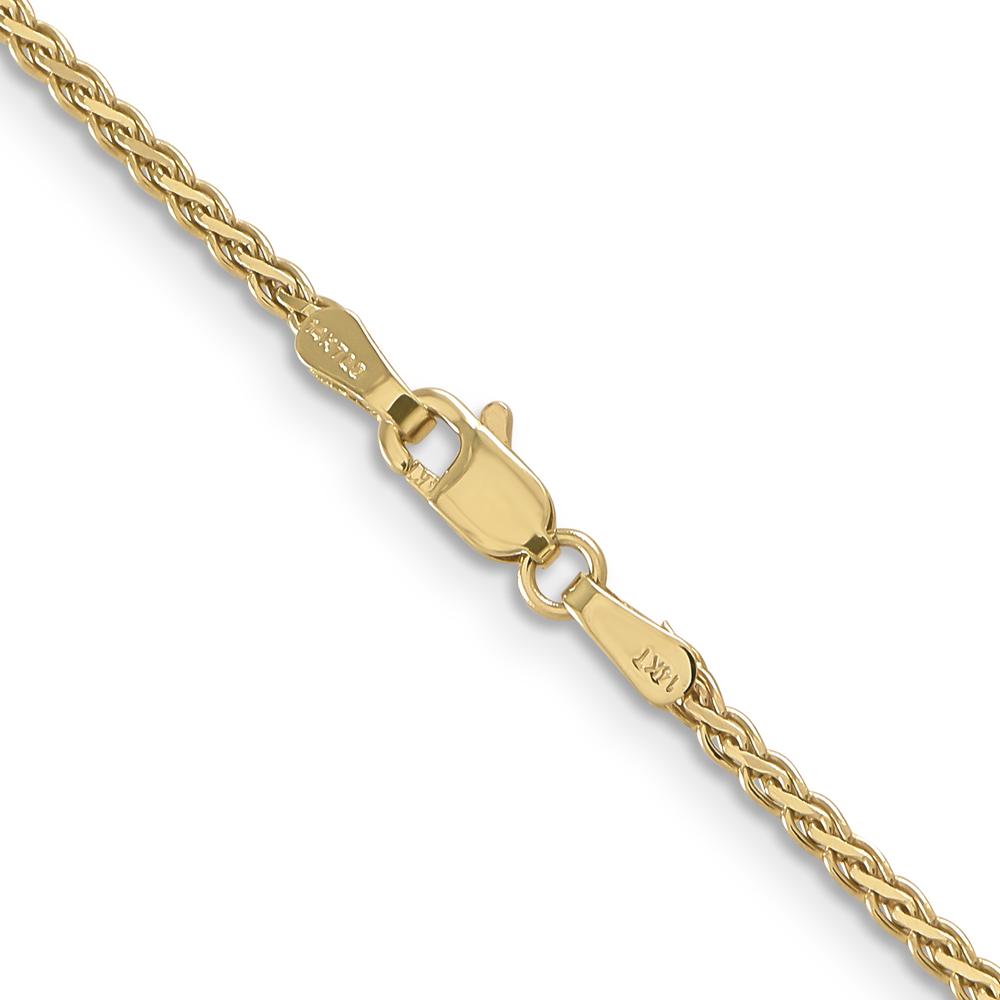 14K Yellow Gold 18" Flat Wheat Chain Necklace - 1.9mm Width with Lobster Clasp by Oro Pregiato