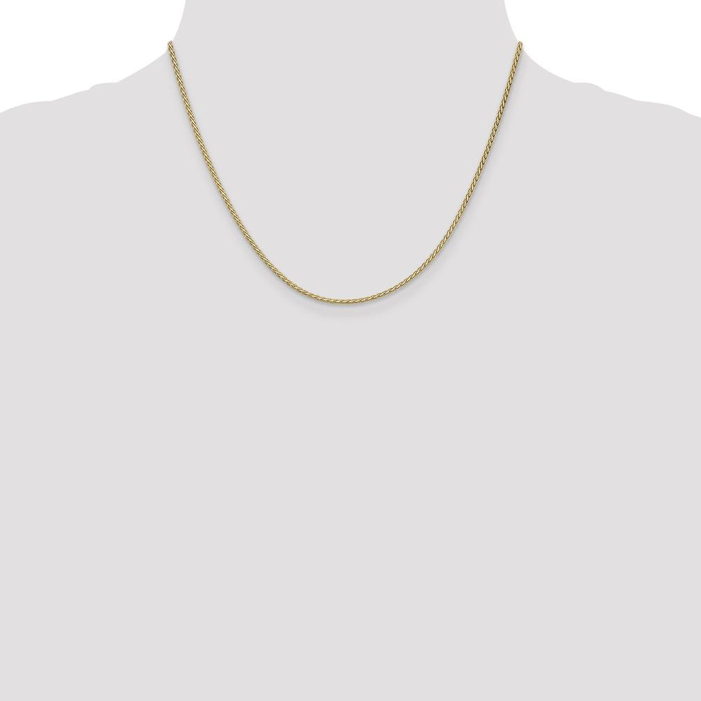 14K Yellow Gold 18" Flat Wheat Chain Necklace - 1.9mm Width with Lobster Clasp by Oro Pregiato