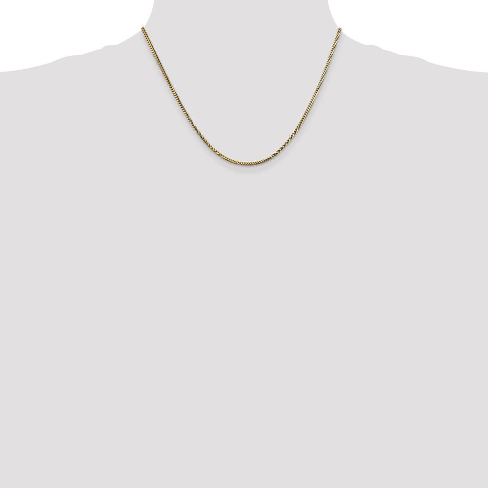 14K Yellow Gold 18" Franco Chain Necklace - 1.5mm Wide, Polished Finish by Oro Pregiato