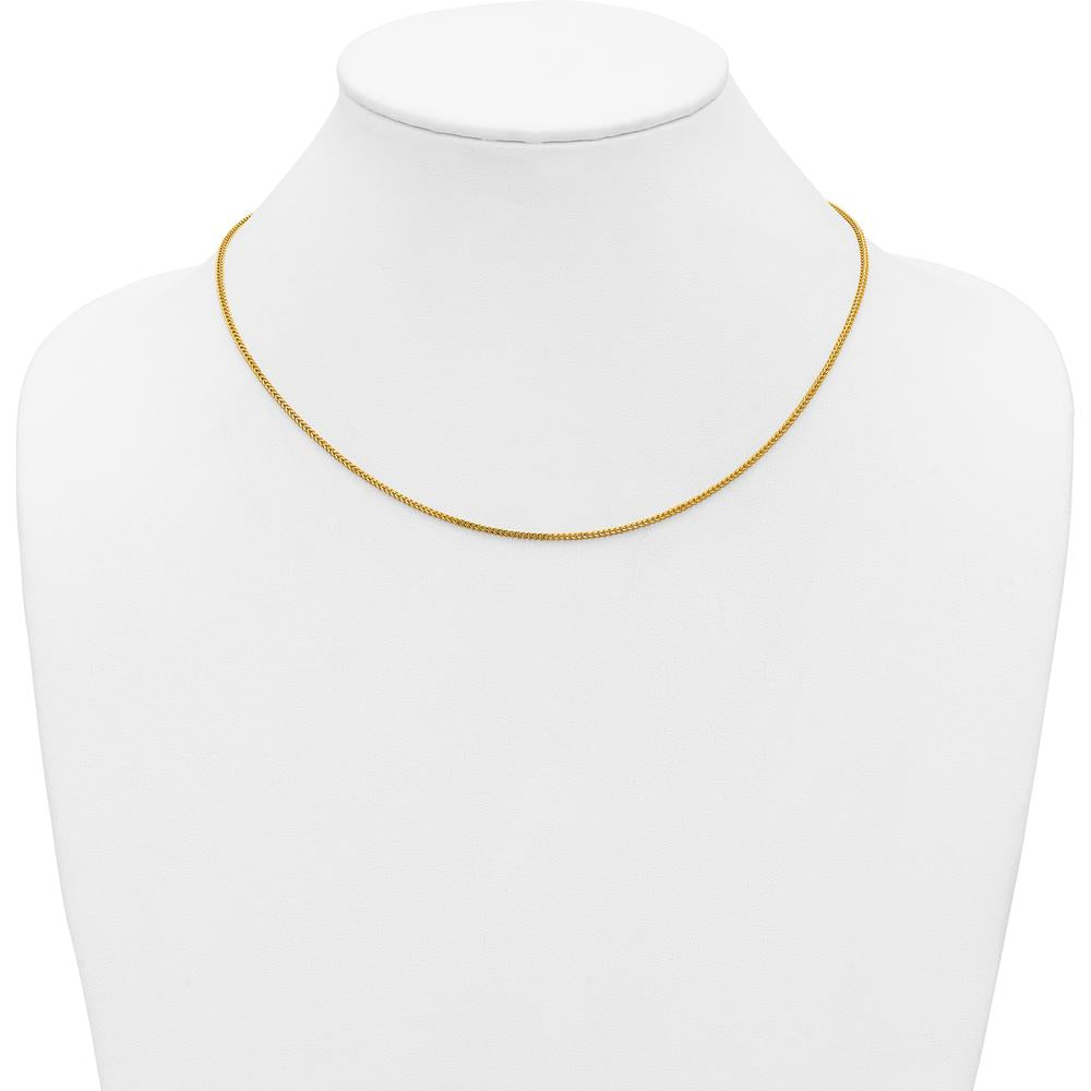 14K Yellow Gold 18" Franco Chain Necklace - 1mm Width with Lobster Clasp by Oro Pregiato