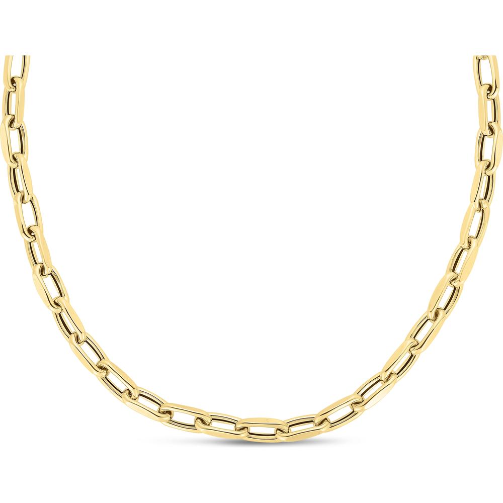14K Yellow Gold 18" French Cable Link Chain Necklace - 6mm Polished Fancy Links by Orozza Fine Jewelry
