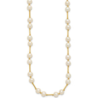 14K Yellow Gold 18" Freshwater Cultured Pearl Beaded Necklace - 6-7mm Pearls by Monteluci Fine Jewelry