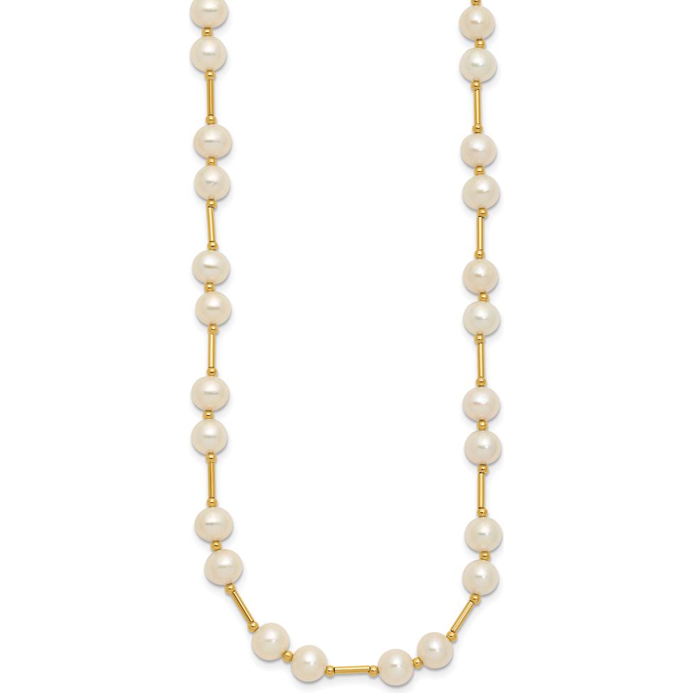 14K Yellow Gold 18" Freshwater Cultured Pearl Beaded Necklace - 6-7mm Pearls by Monteluci Fine Jewelry