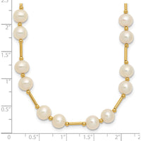 14K Yellow Gold 18" Freshwater Cultured Pearl Beaded Necklace - 6-7mm Pearls by Monteluci Fine Jewelry