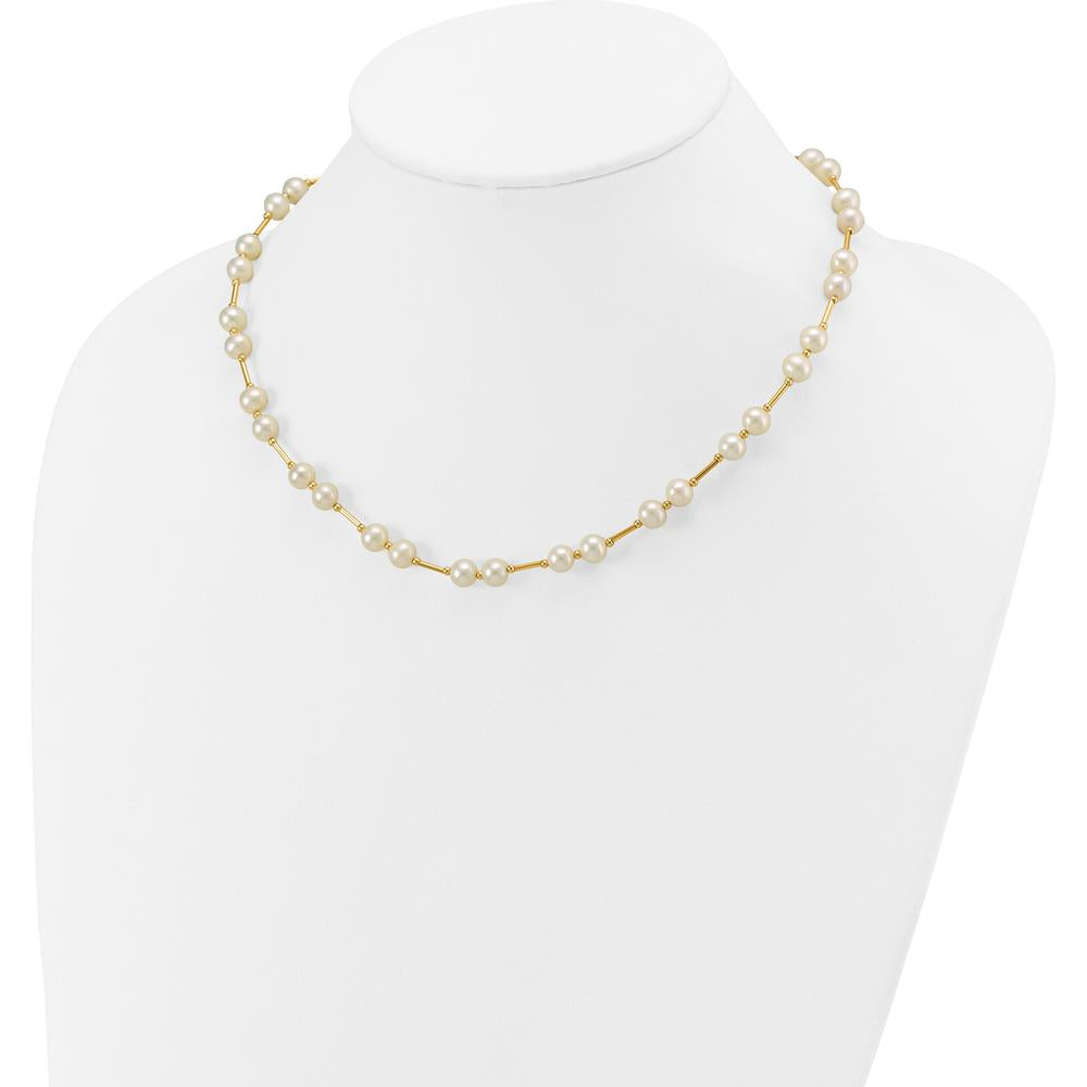 14K Yellow Gold 18" Freshwater Cultured Pearl Beaded Necklace - 6-7mm Pearls by Monteluci Fine Jewelry