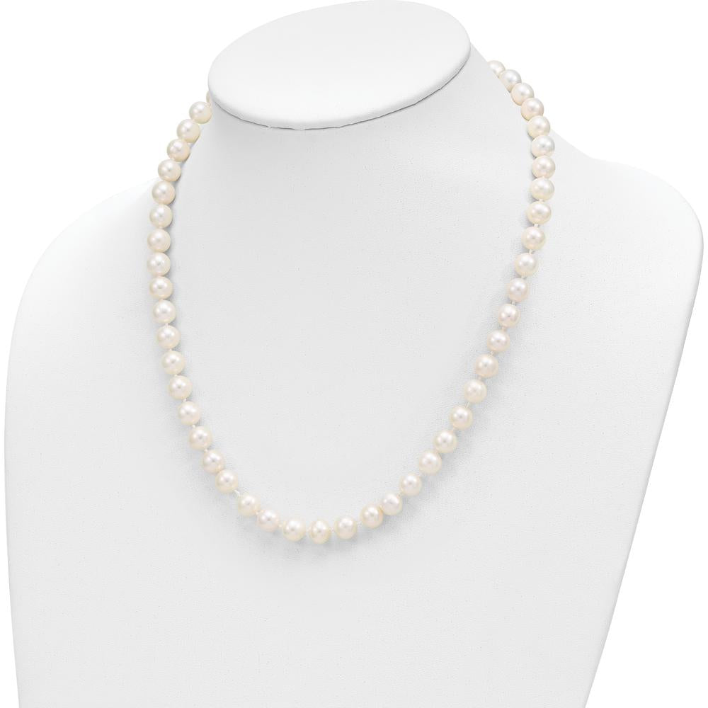 14K Yellow Gold 18" Freshwater Cultured Pearl Necklace with Extender, 7.5" Pearl Bracelet with Extender & Button Post Earrings Set by Monteluci Fine Jewelry