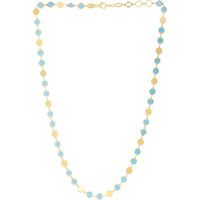 14K Yellow Gold 18" Geometric Mirror Chain with Turquoise Inlays and Pear-Shaped Lobster Clasp by Orozza Fine Jewelry